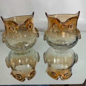 Vintage Handblown Glass Owls